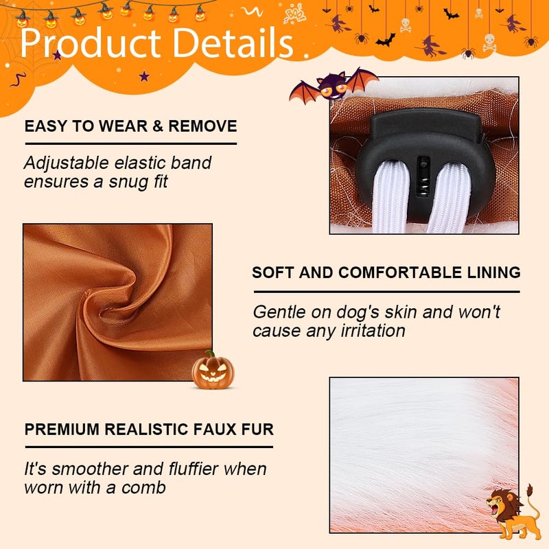 Vivifying Lion Mane Dog Costume, Adjustable Lion Wig with Faux Fur for Medium&Large Dogs, Halloween Dog Accessory Perfect for Parties, Photoshoots, and Role-Playing (Large, White) - Image 4